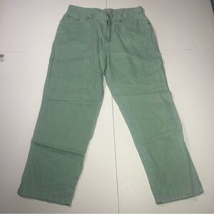 Vtg Ralph Lauren Jeans Co 6P 100% Linen Light Green Pants Petite